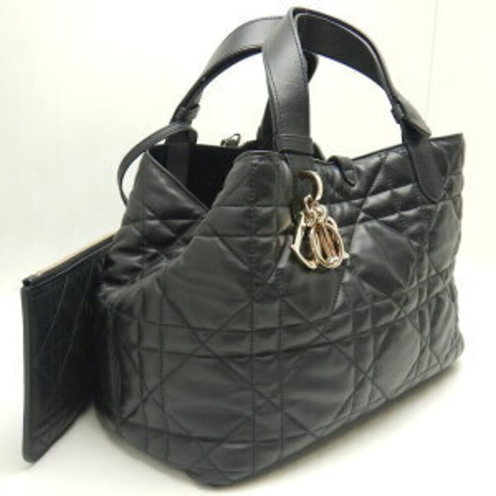 Dior Black Christian Calfskin Toujours Cannage Handbag